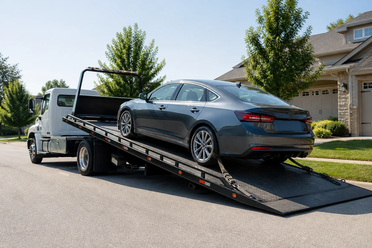 Vehicle carrier during residential vehicle pickup